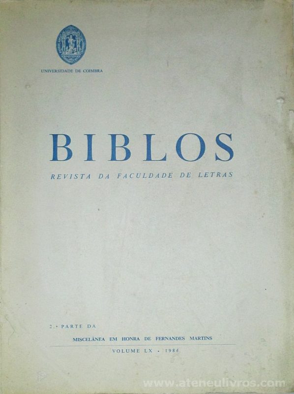 Biblos «Revista da Faculdade de Letras»